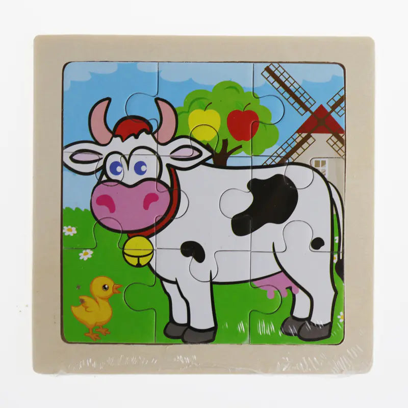 Puzzle Montessori 3D de Animais em Madeira – 9 Peças