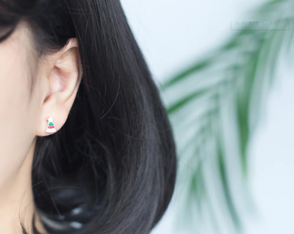 Brincos Árvore de Natal em Prata S925 para Mulher – E4315