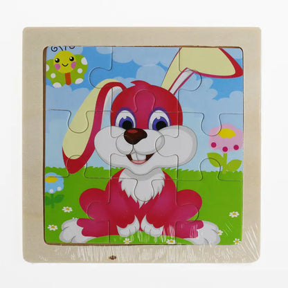 Puzzle Montessori 3D de Animais em Madeira – 9 Peças
