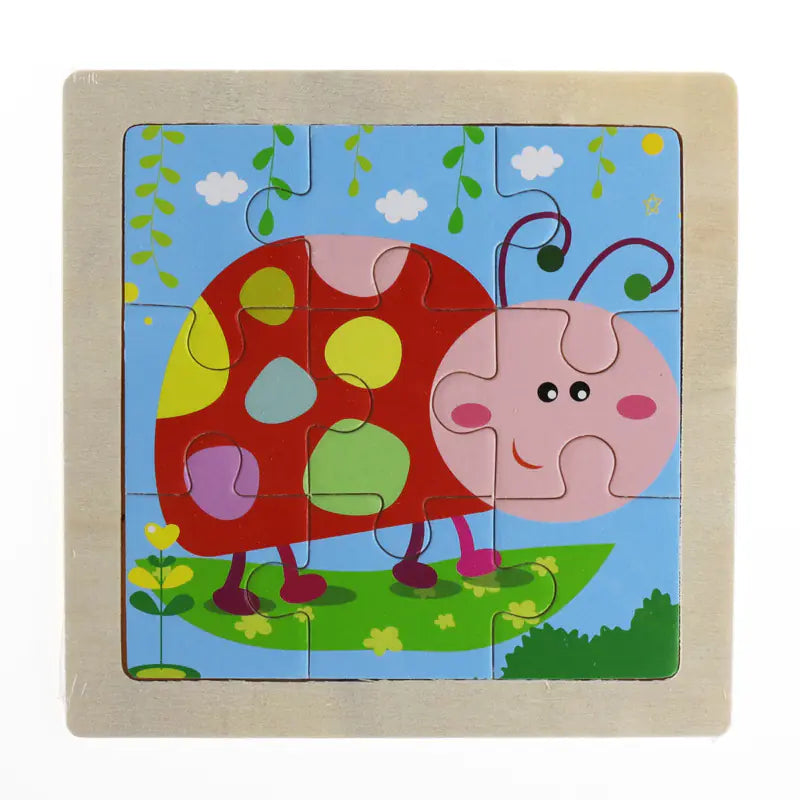 Puzzle Montessori 3D de Animais em Madeira – 9 Peças