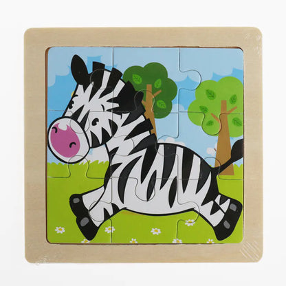 Puzzle Montessori 3D de Animais em Madeira – 9 Peças