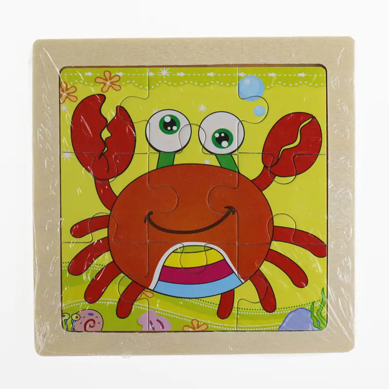 Puzzle Montessori 3D de Animais em Madeira – 9 Peças