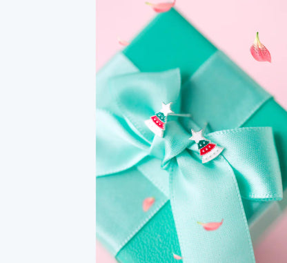 Brincos Árvore de Natal em Prata S925 para Mulher – E4315