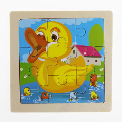 Puzzle Montessori 3D de Animais em Madeira – 9 Peças