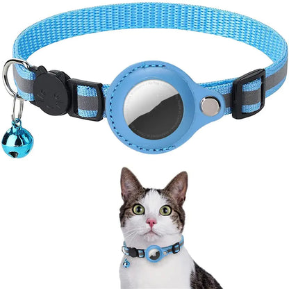 Reflective Pet Collar with Bell and Airtag Holder